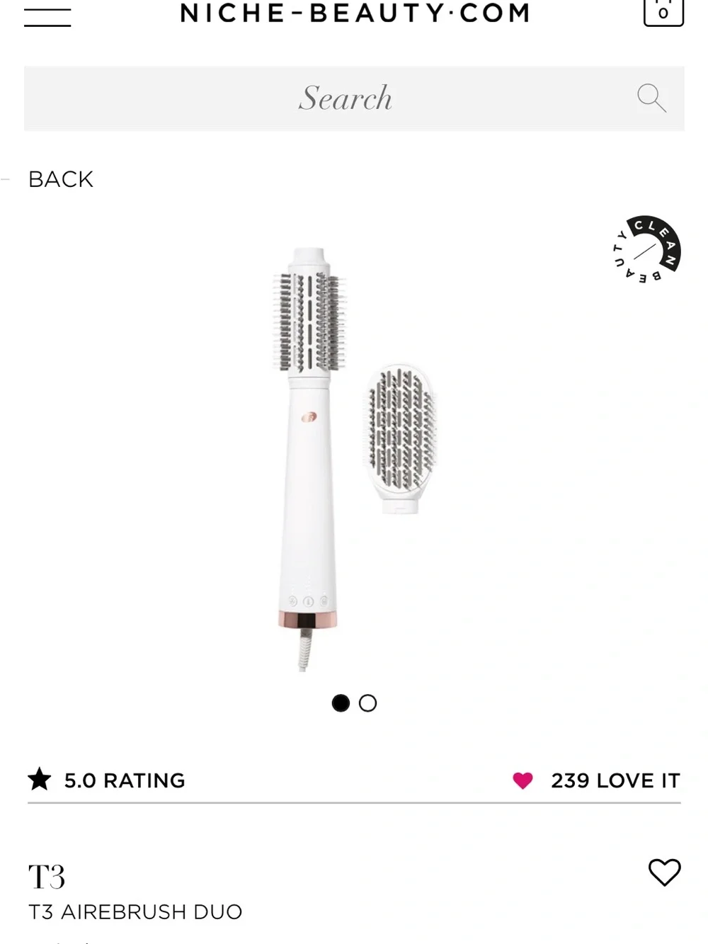 T3 Dual-Head Hot Air Styling Brush in White with Rose Gold Trim
